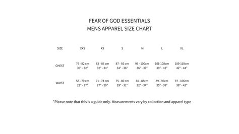 essentials fear of god size